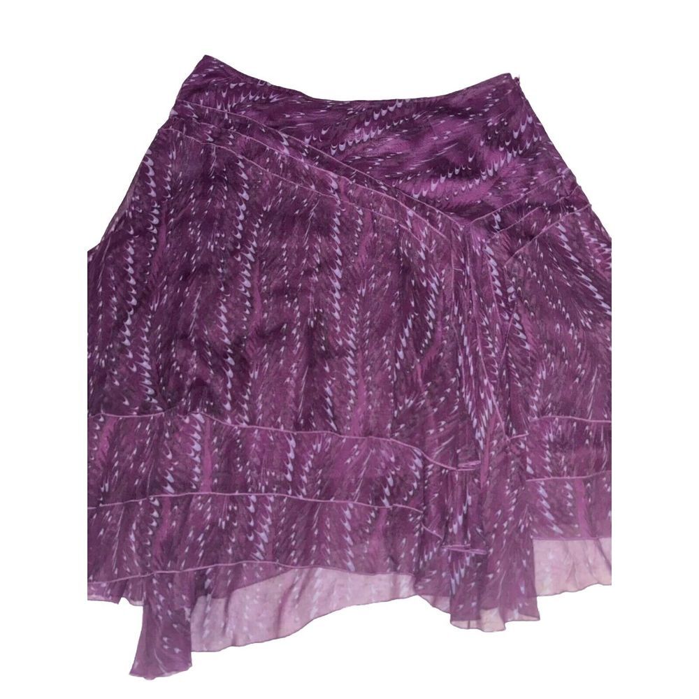 DKNY City Whimsigoth Coquette 100% Silk Skirt 12P Layer Geometric Chiffon Kawaii